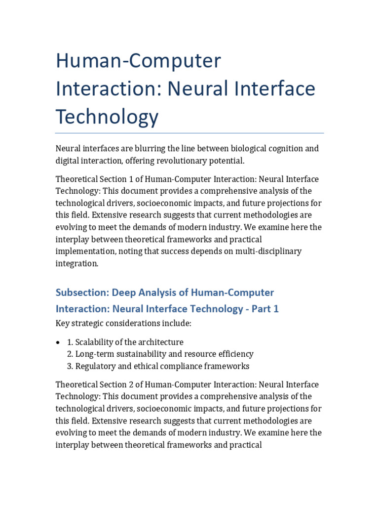 Human-Computer Interaction - Neural Interface | PDF | Human–Computer ...