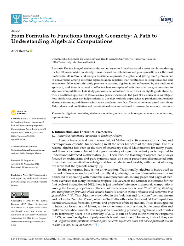 From Formulas To Functions Through Geometry | PDF | Algebra | Mathematics