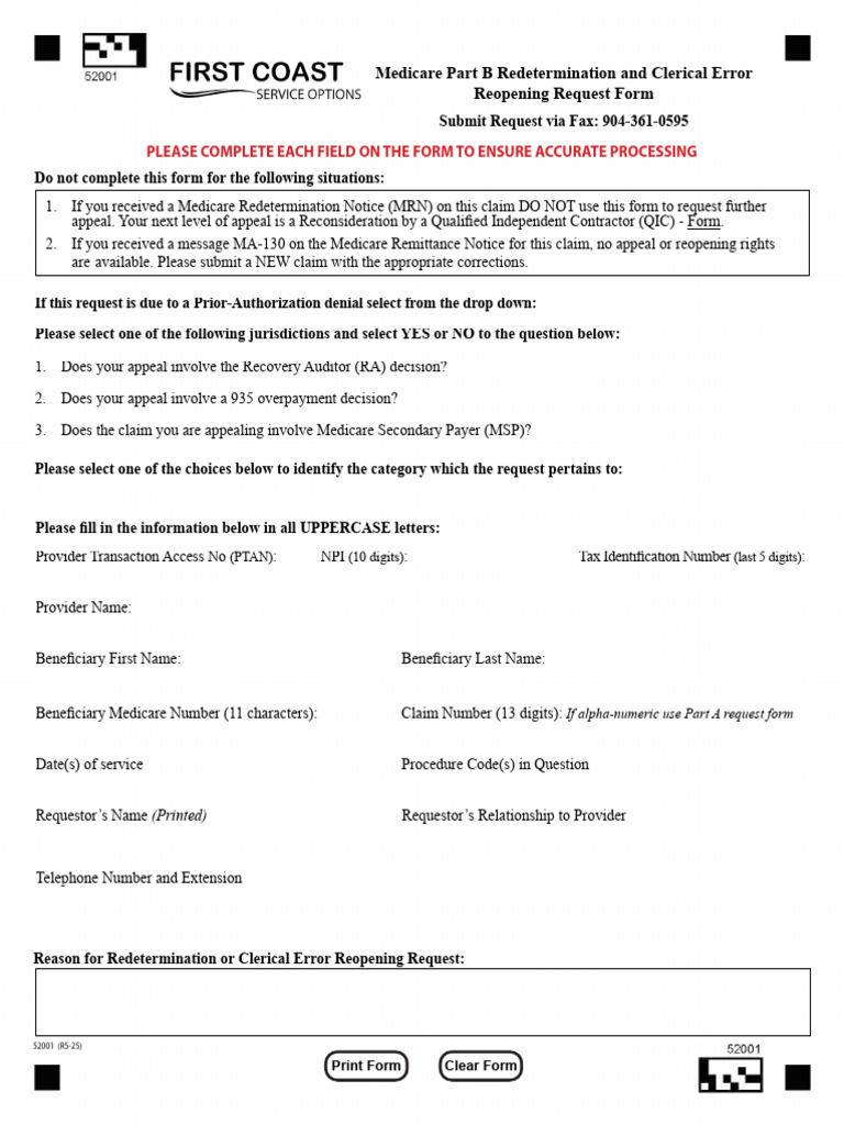M6 Form 52005 Partb Redetermination Reopening (1) | PDF