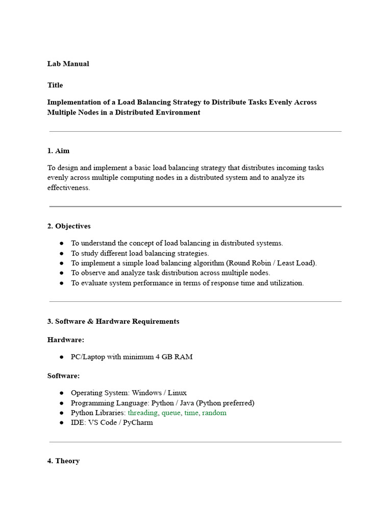 Lab Manual 6 Load Balancing Strategy | PDF | Load Balancing (Computing ...