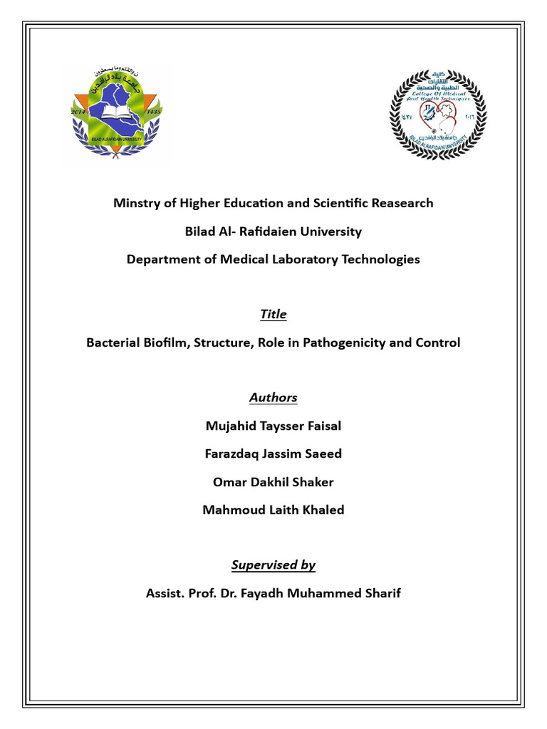 Bacterial Biofilm, Structure, Role in Pathogenicity and Control | PDF ...