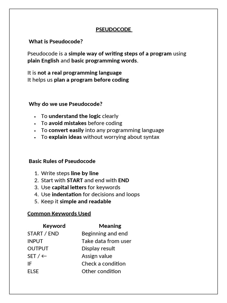 Pseudo Code | PDF | Programming Language | Control Flow
