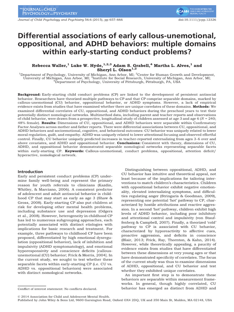 Full Text | PDF | Attention Deficit Hyperactivity Disorder | Empathy