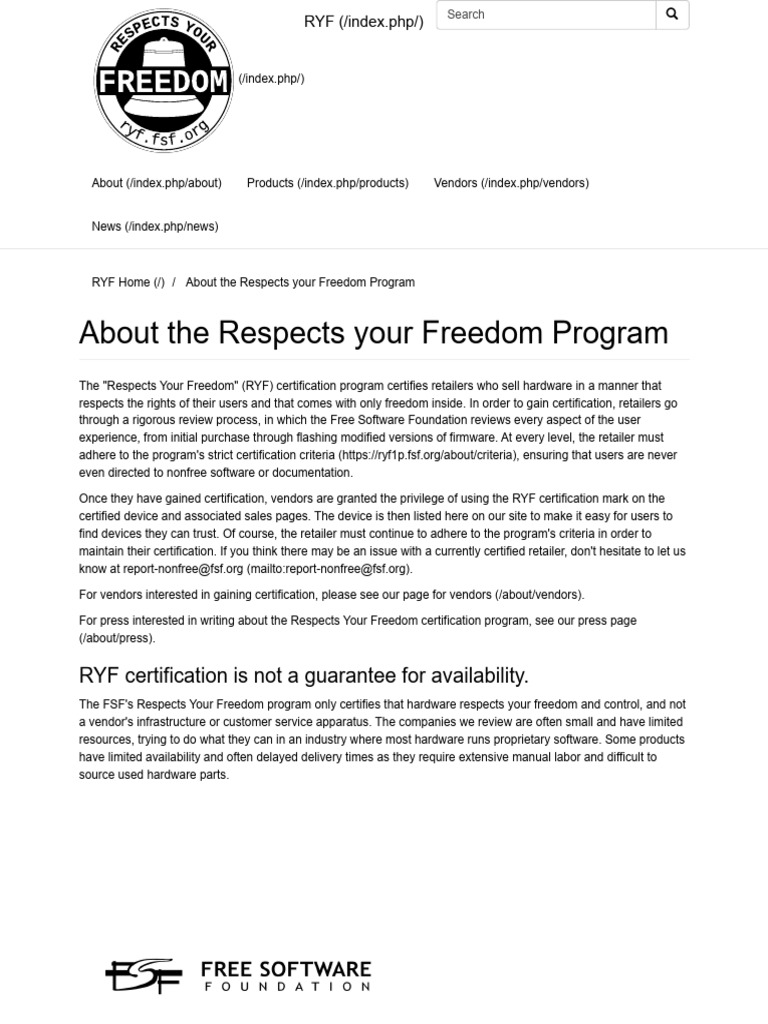About the Respects Your Freedom Program _ RYF | PDF