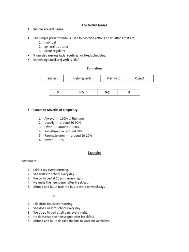 Simple Present Tense | PDF | Verb | Grammatical Tense