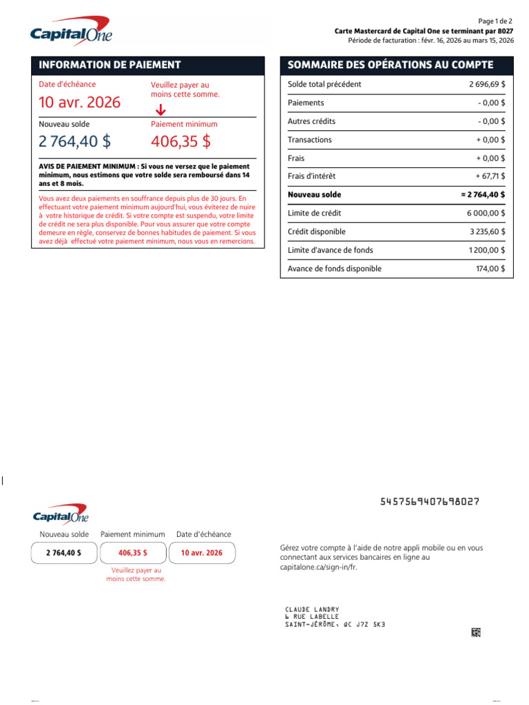 Statement 032026 8027 | PDF | MasterCard | Crédit