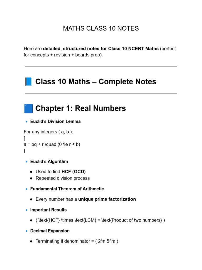 Maths Class 10 | PDF | Mathematics | Number Theory