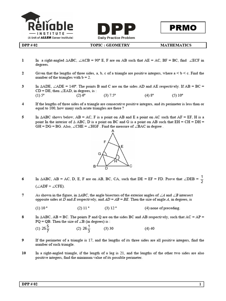 Pre Rmo Geometry Dpp2 (1) | PDF | Mathematics | Geometry