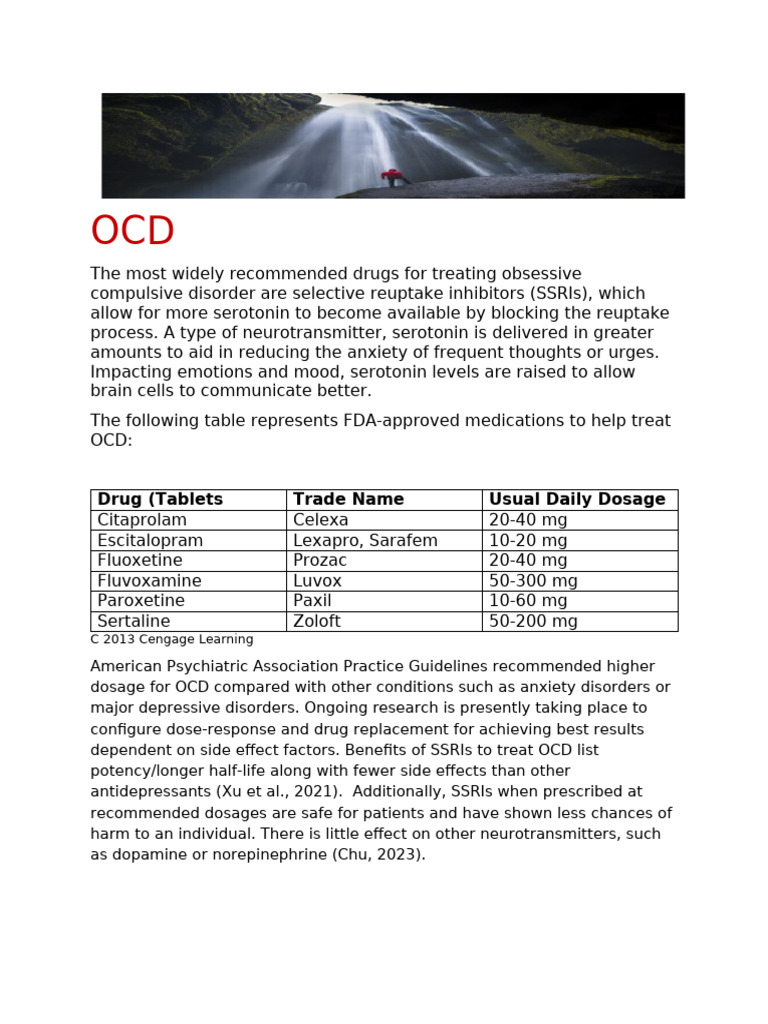 OCD Medication Fact Sheet | PDF | Selective Serotonin Reuptake ...