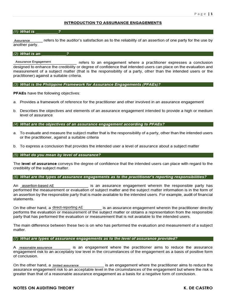 Module 1 - Student Handout | PDF | Audit | Risk