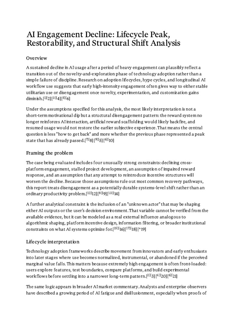 AI Engagement Decline Lifecycle Peak, Restorability, And Structural ...