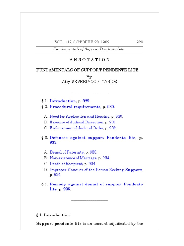 Fundamentals of Support Pendente Lite PDF Certiorari Contempt Of