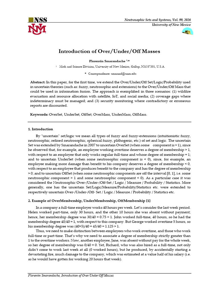 Introduction of Over/Under/Off Masses | PDF