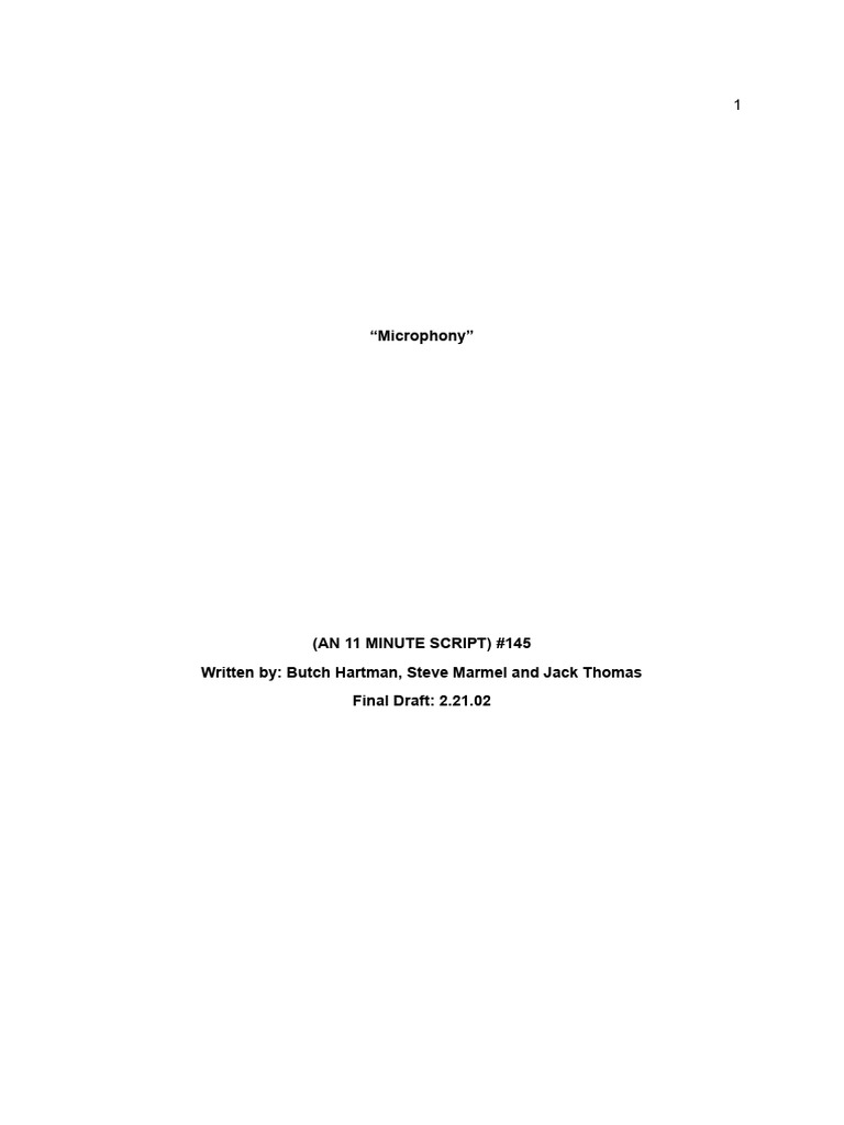 Microphony Script (Final Draft) | PDF | Baseball Field