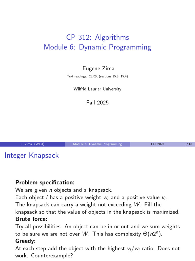 06_DynamicProgramming_2 | PDF | Discrete Mathematics | Algorithms