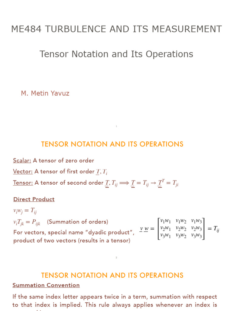 ME484 - 3 - Tensor Notation and Its Operations | PDF | Tensor ...