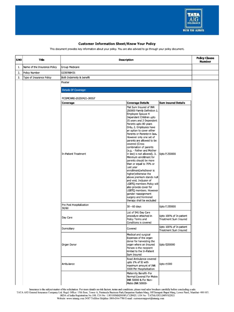 GMC Policy Coverage 25-26 (1) | PDF