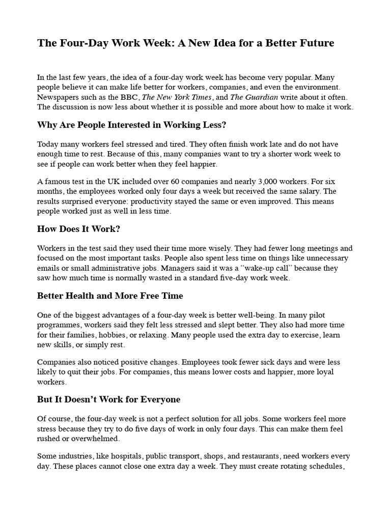 Four-day Work Week | PDF | Economies | Business