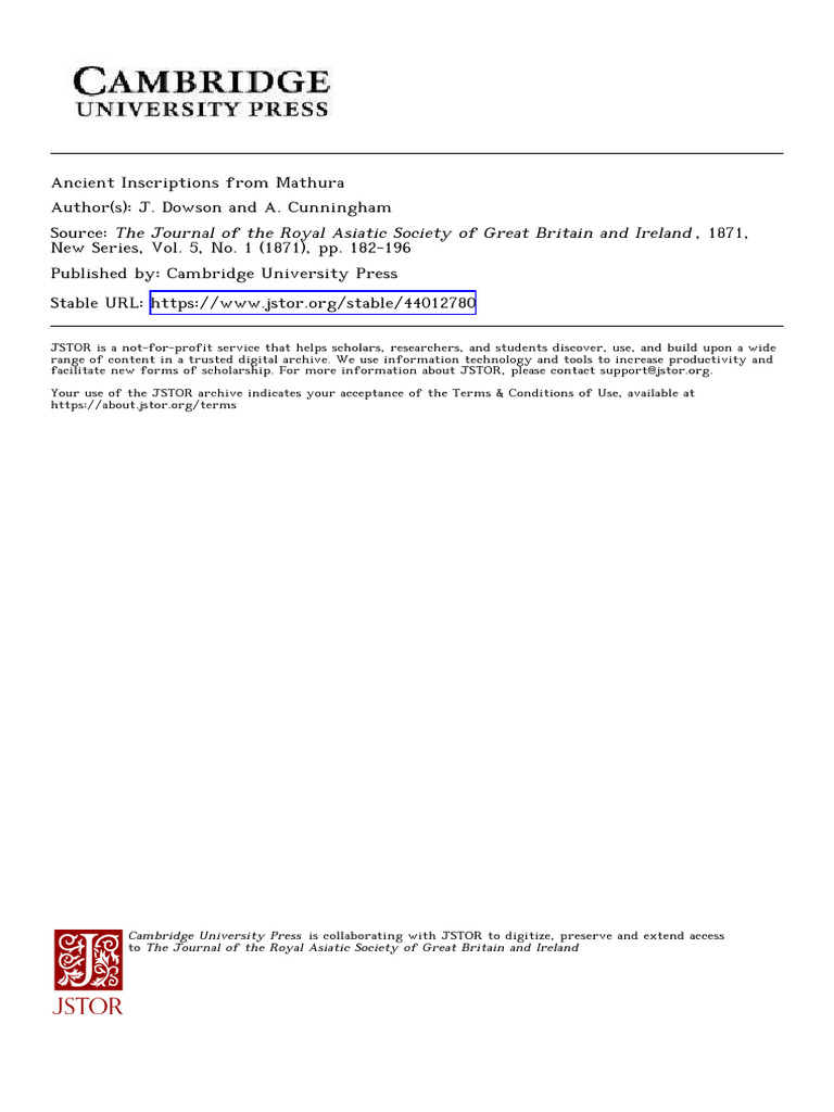 Dowson AncientInscriptionsMathura 1871 | PDF