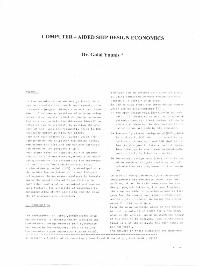 Computer Aided Ship Design Economics (1) | PDF