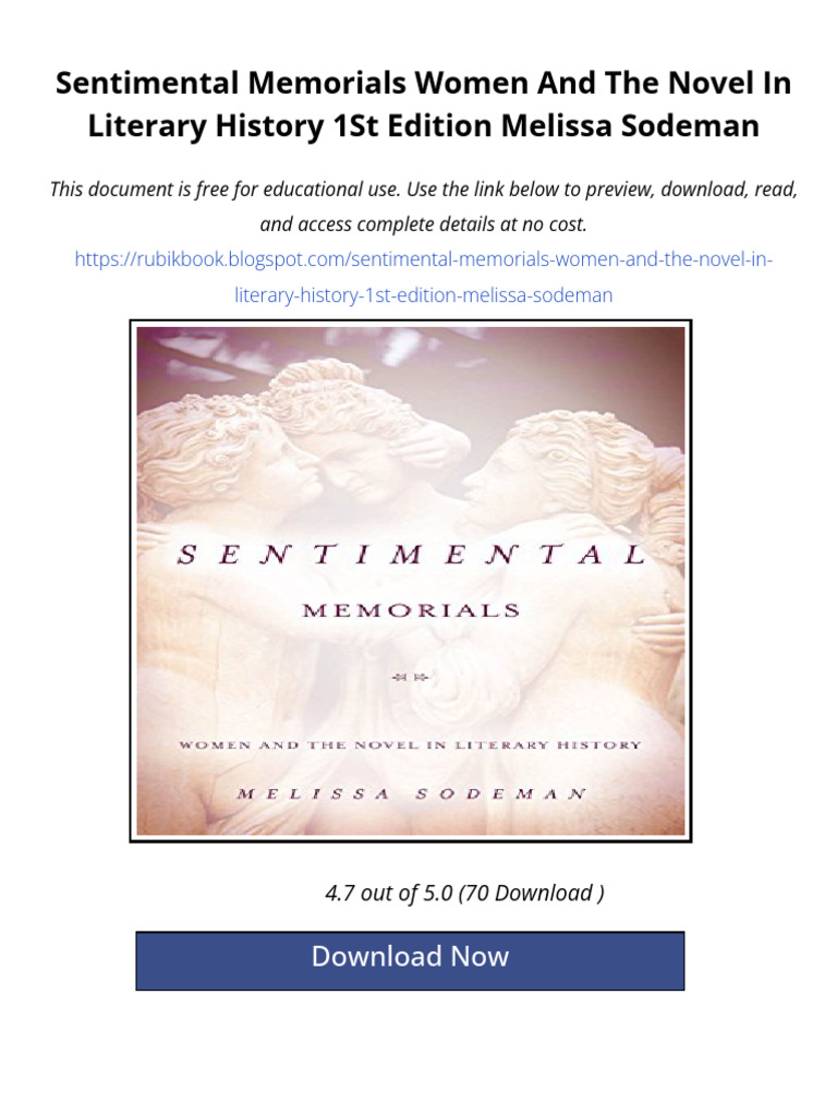 Sentimental Memorials Women And The Novel In Literary History 1St ...