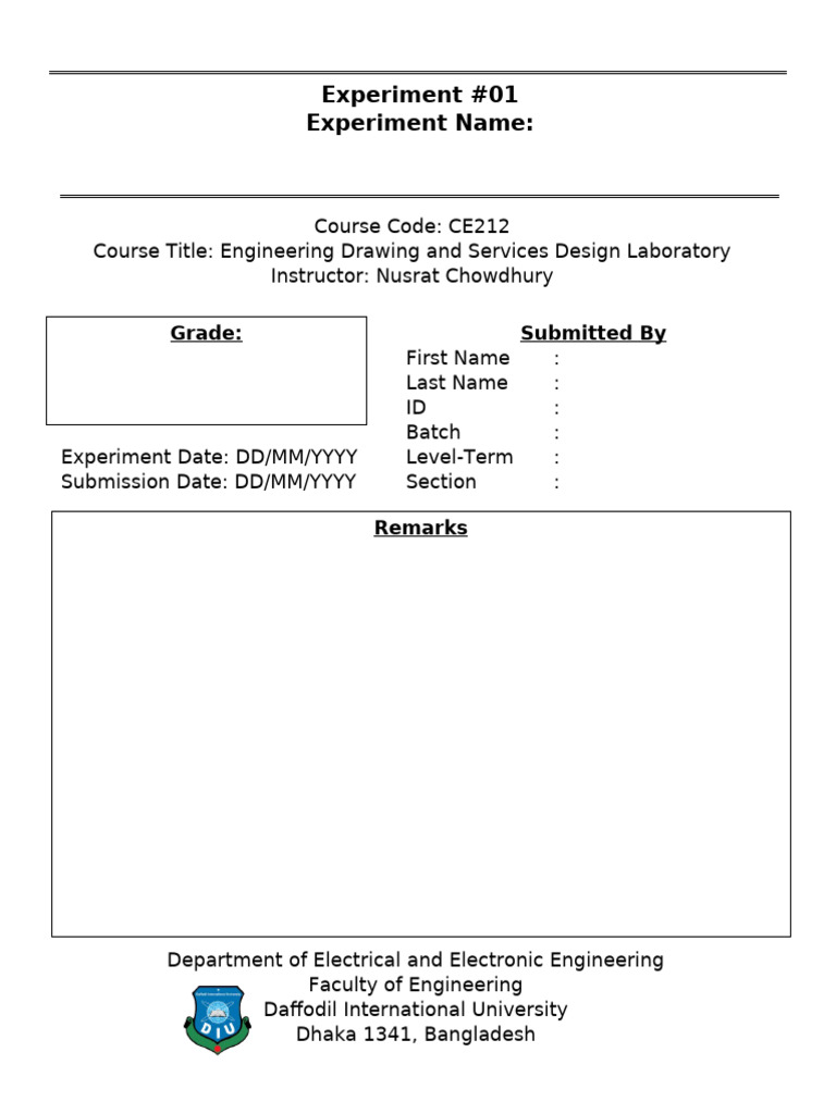 Lab Report Template - Title Page | PDF
