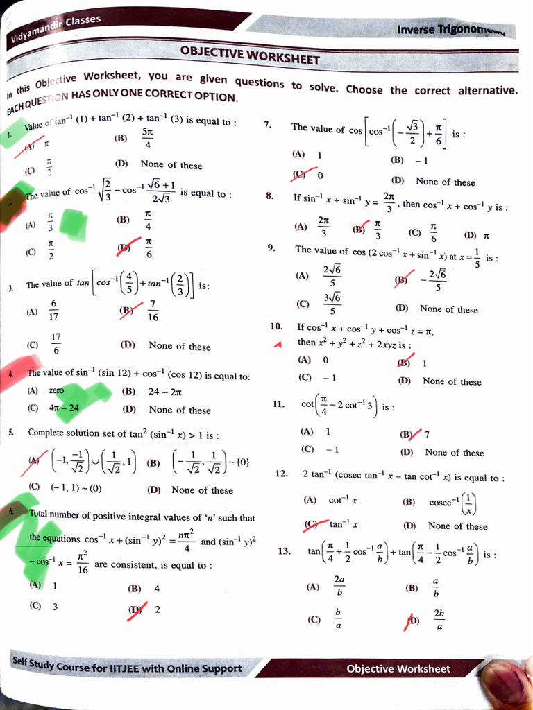 Inverse Trig Worksheet | PDF | Mathematical Objects