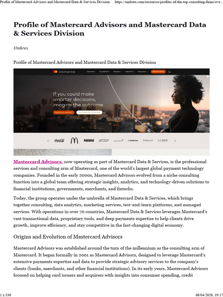 Mastercard D&S Overview | PDF | Analytics | Financial Technology
