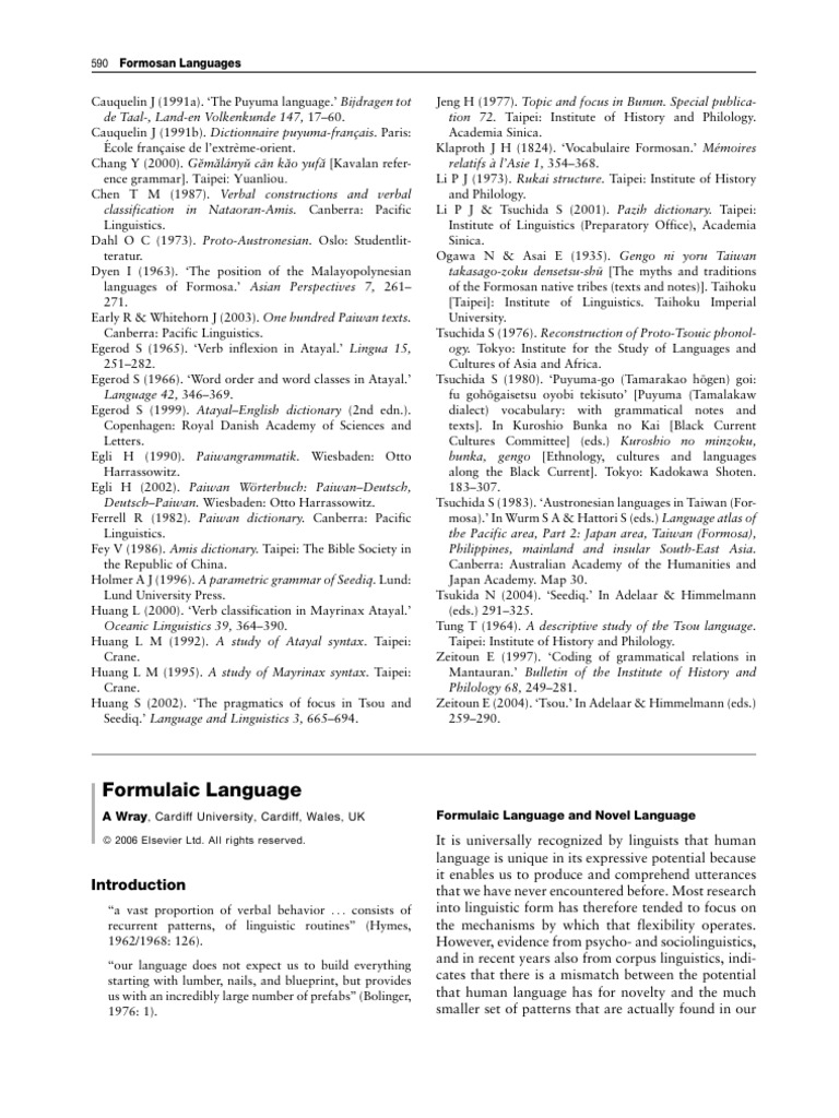 Formulaic Language | PDF | Linguistics | Language Acquisition