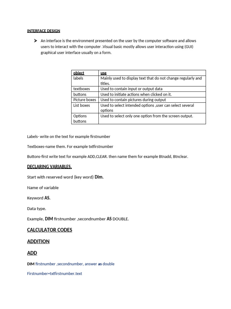 Form 2 Interface Design Notes | PDF