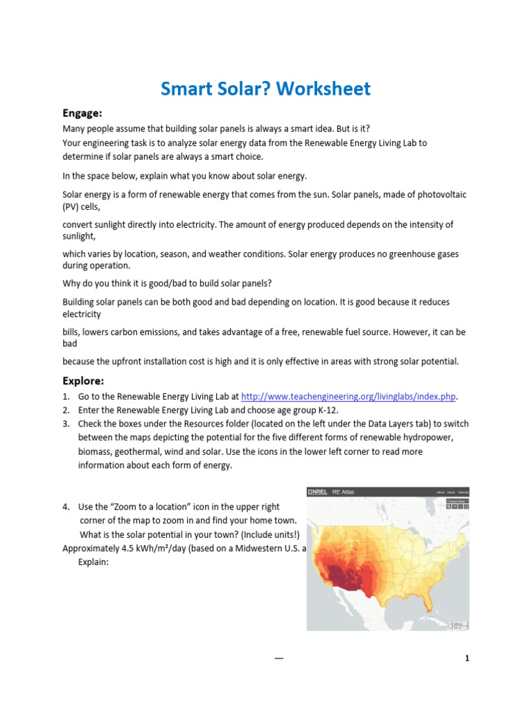 Smart Solar Worksheet Completed | PDF | Solar Power | Photovoltaics