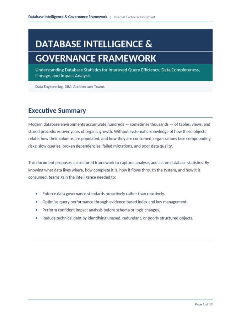 Database Governance Framework | PDF | Database Index | Databases