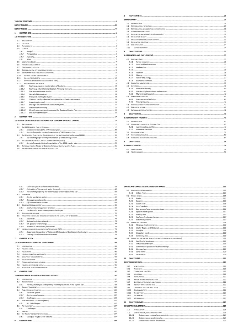 Dodoma Master Plan Main Report | PDF | Infrastructure | Demography