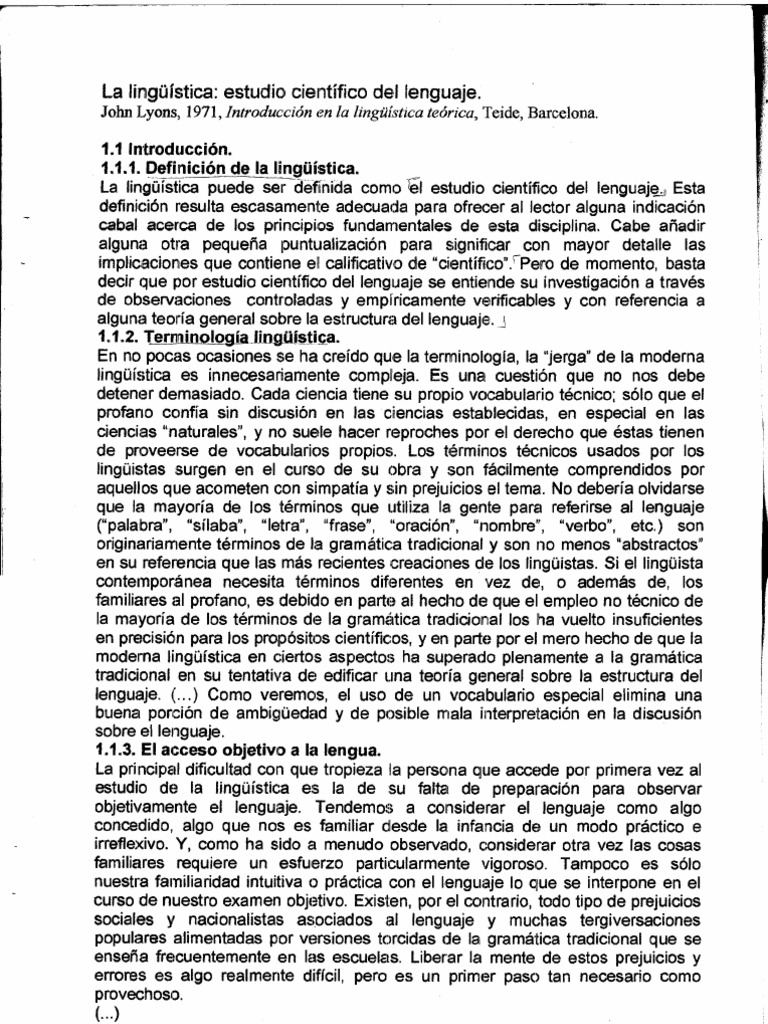 Introduccion En La Linguistica Teorica De John Lyons Pdf Pdf