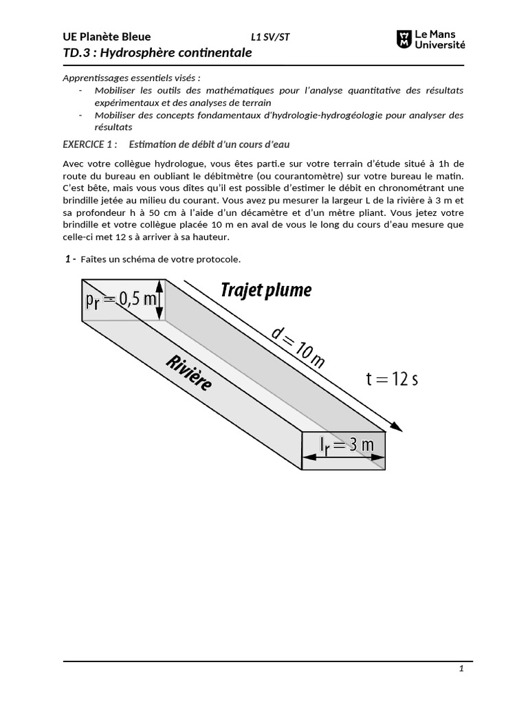 TD3 2024 Hydrosphere Continentale CORRECTION (1) | PDF | Aquifère ...