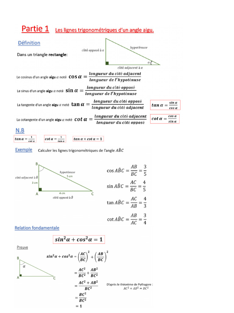 Chapitre 11 Lignes Trigonom-Triques - 260418 - 192251 | PDF
