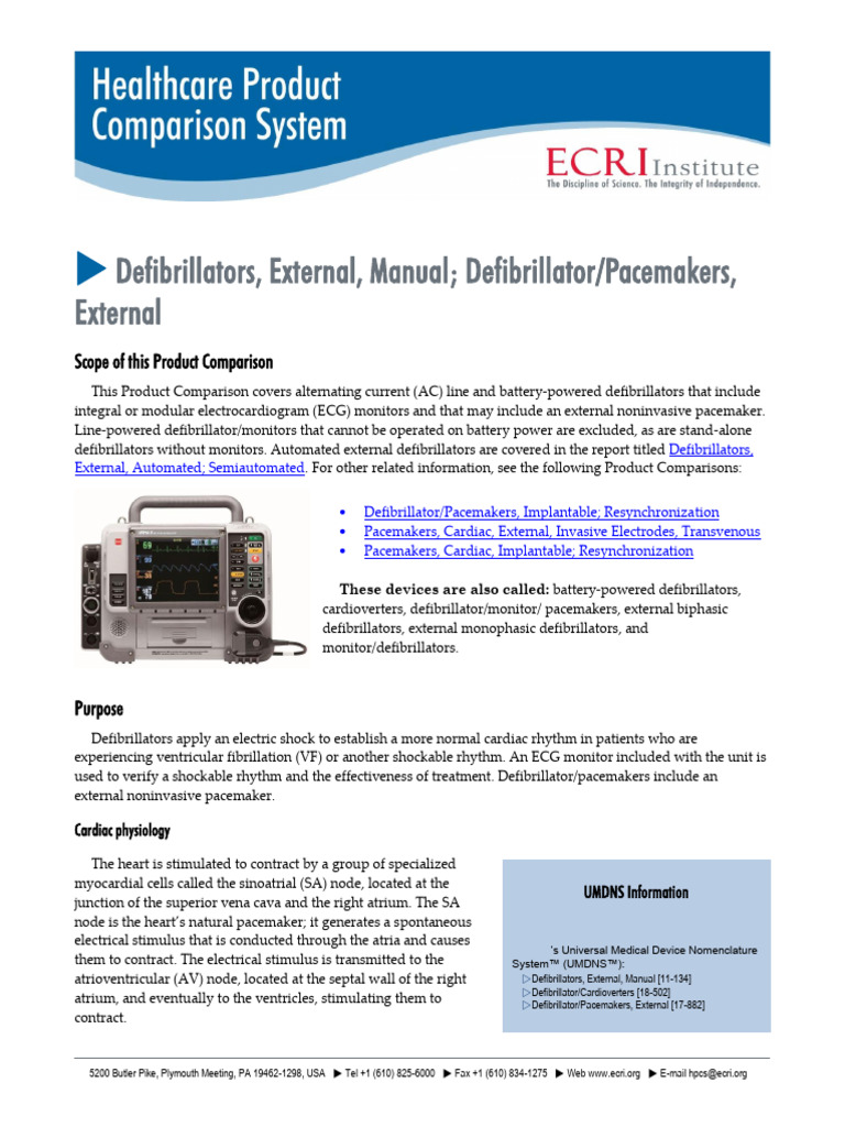 Defibrillators, External, Manual Defibrillator Pacemakers, External ...