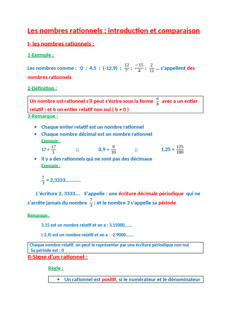 3-Les Nombres Rationnels | PDF | Nombre rationnel | Entier relatif