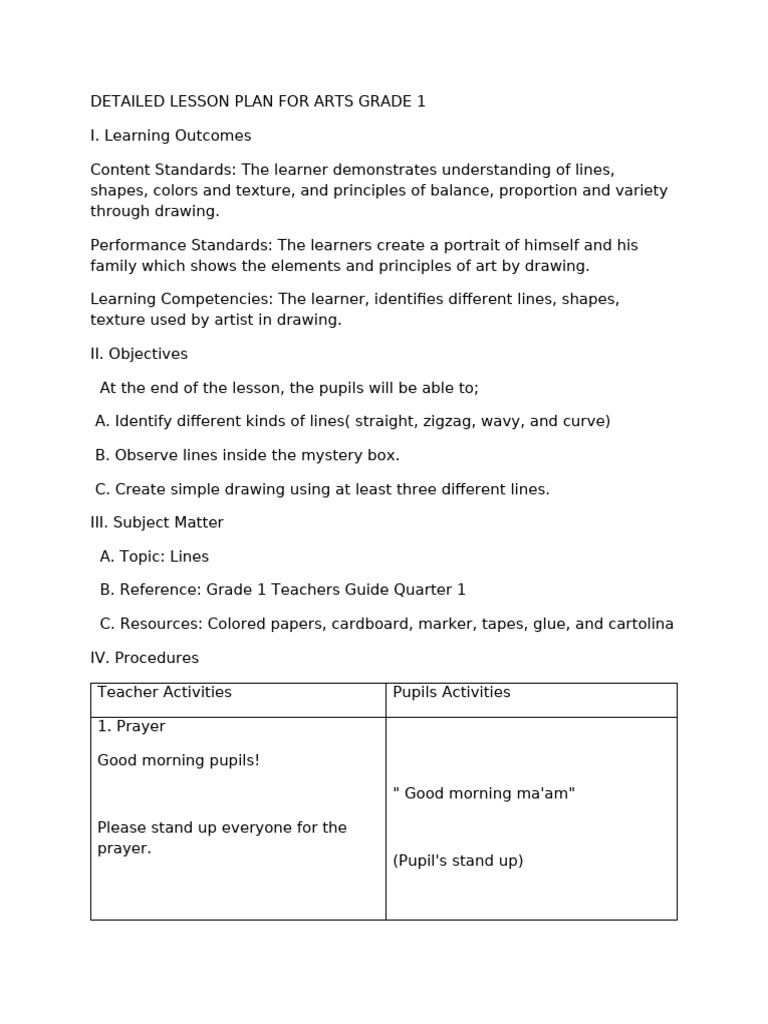 Detailed Lesson Arts Office | PDF | Drawing | Learning
