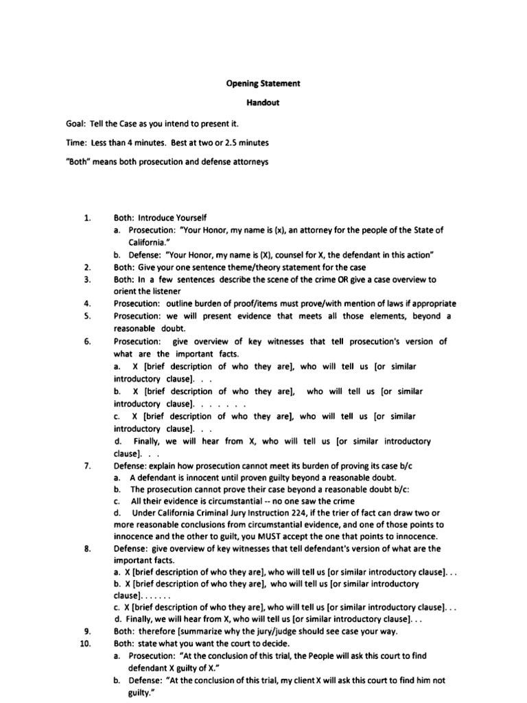 Opening Statement Handout1 | PDF