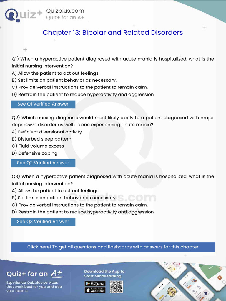 When a Hyperactive Patient Diagnosed With Acute Mania is Hospitalized ...