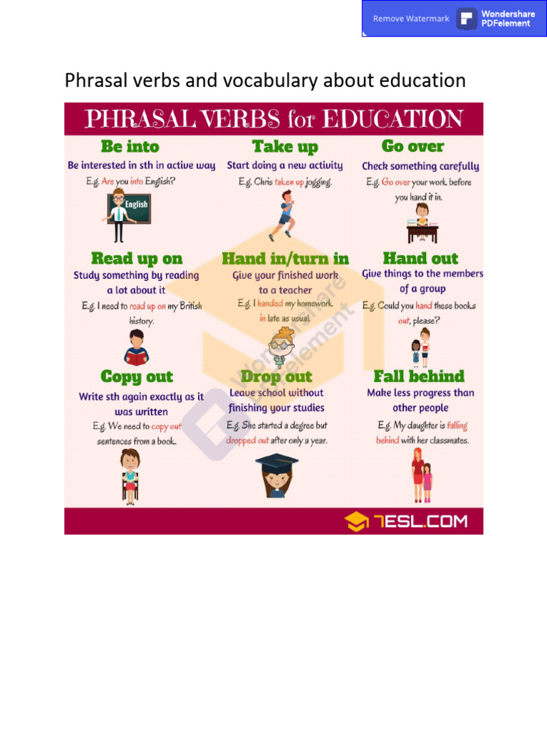 Phrasal Verbs and Vocabulary Connected to Education | PDF