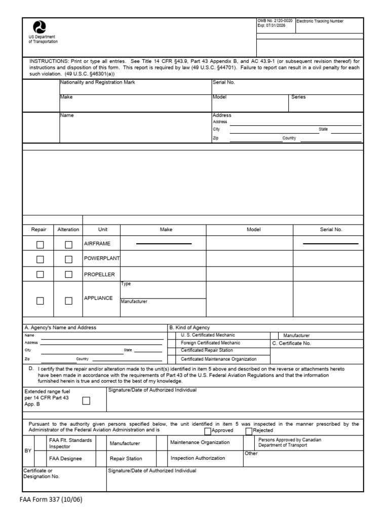 FAA 337 DRAFT - TO_53-079-001-17-JIC Nitto (T.O) | PDF | Federal ...