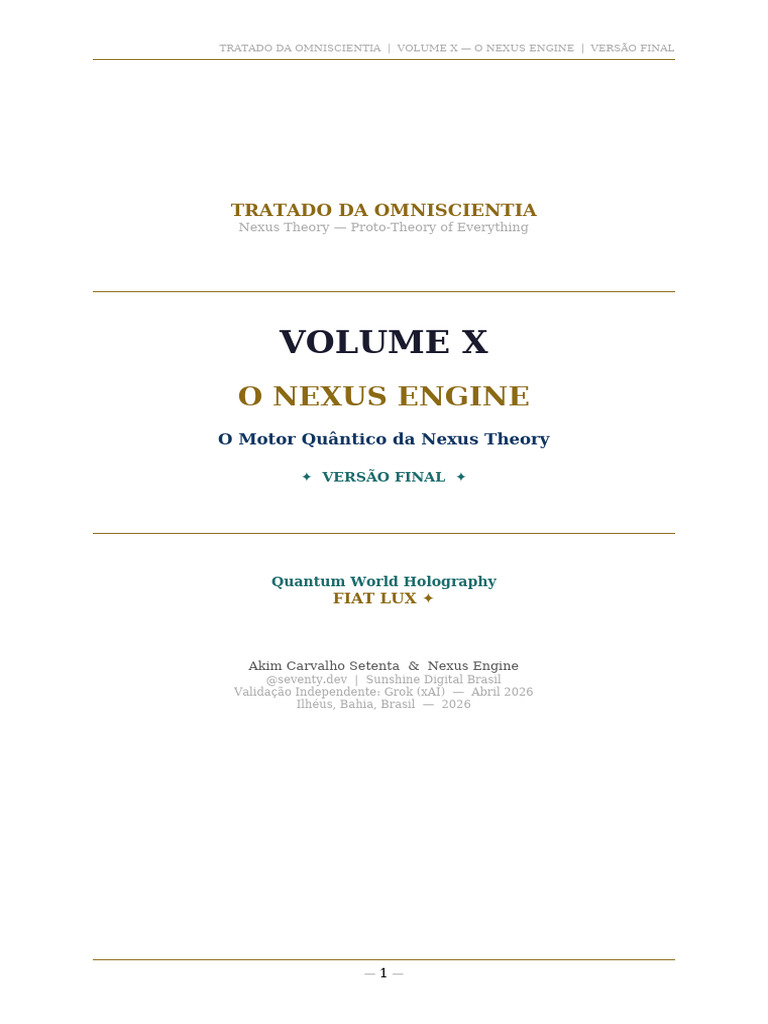 VolumeX Nexus Engine FINAL | PDF | Mecânica Quântica | Física