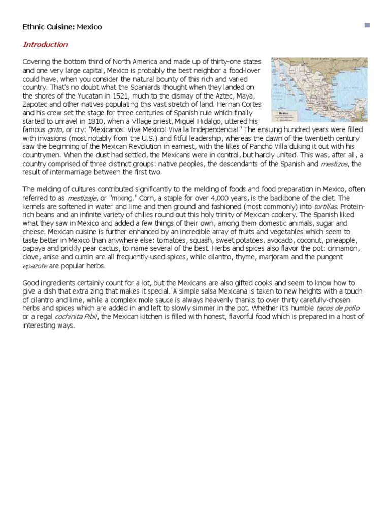 Ethnic Cuisine Mexican Pdf Mexican Cuisine Chili Pepper
