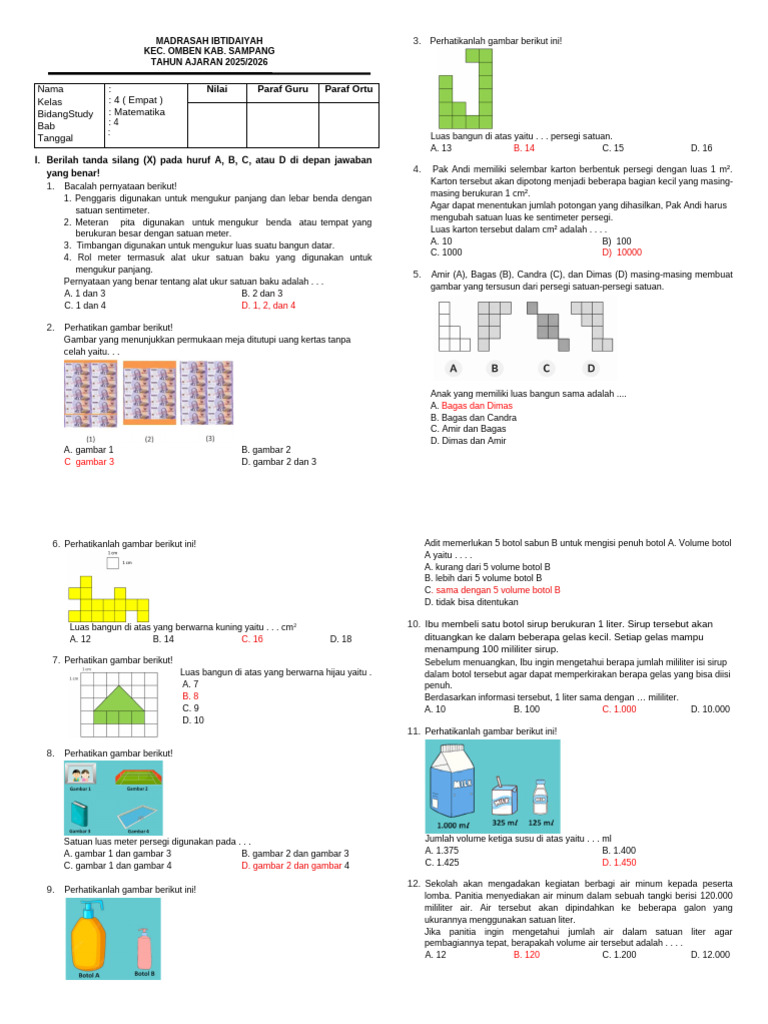 Soal Sumatif Matematika Bab 4 Kelas 4 | PDF
