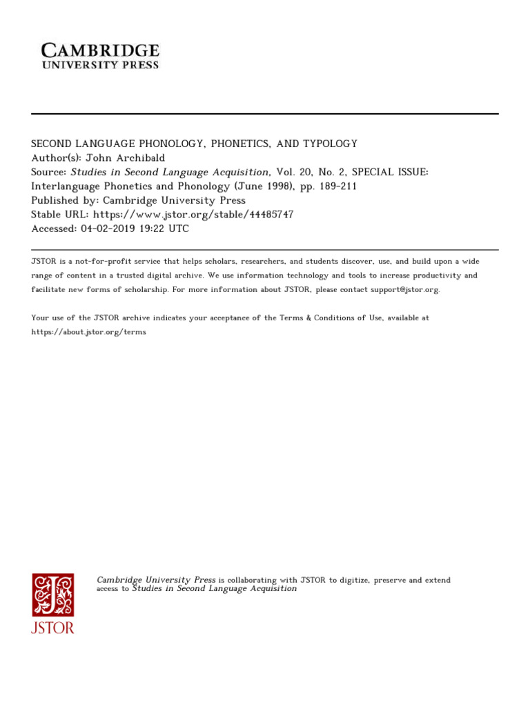 Ssla 1998 | PDF | Syllable | Stress (Linguistics)