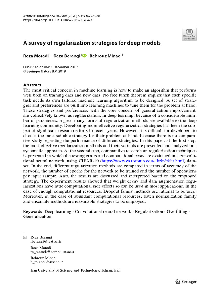 A Survey of Regularization Strategies for Deep Models | PDF | Machine ...
