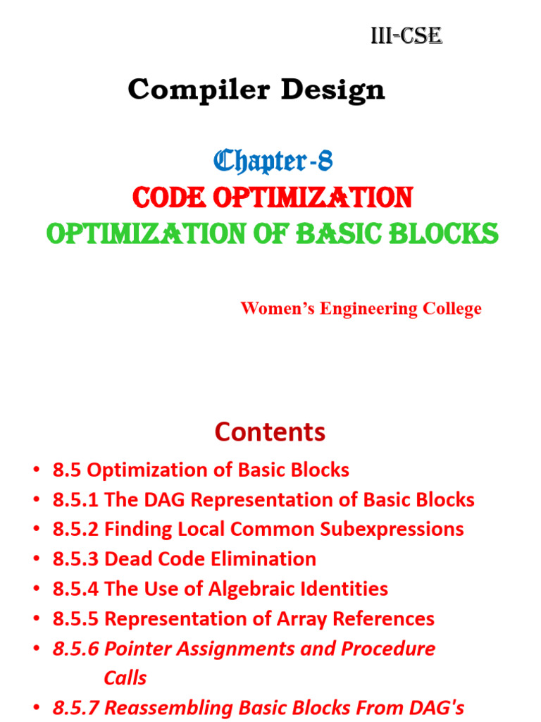 Unit-IV-3 - Code Optimization-Optimization of Basic Blocks | PDF ...
