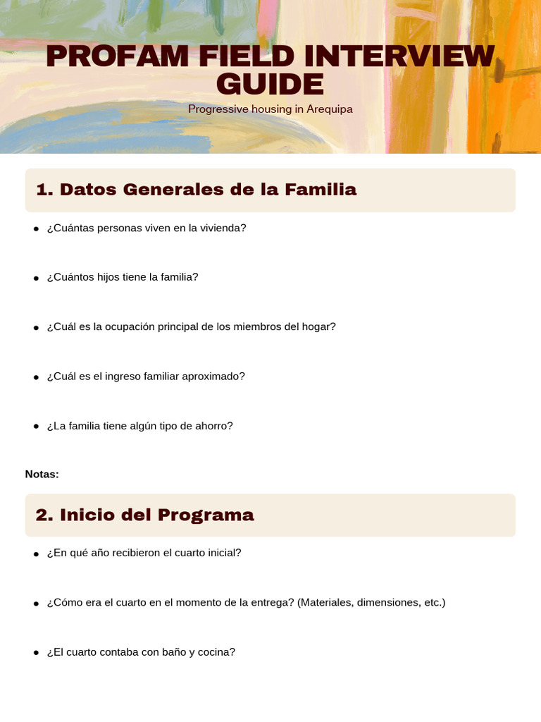 PROFAM Field Interview Guide | PDF